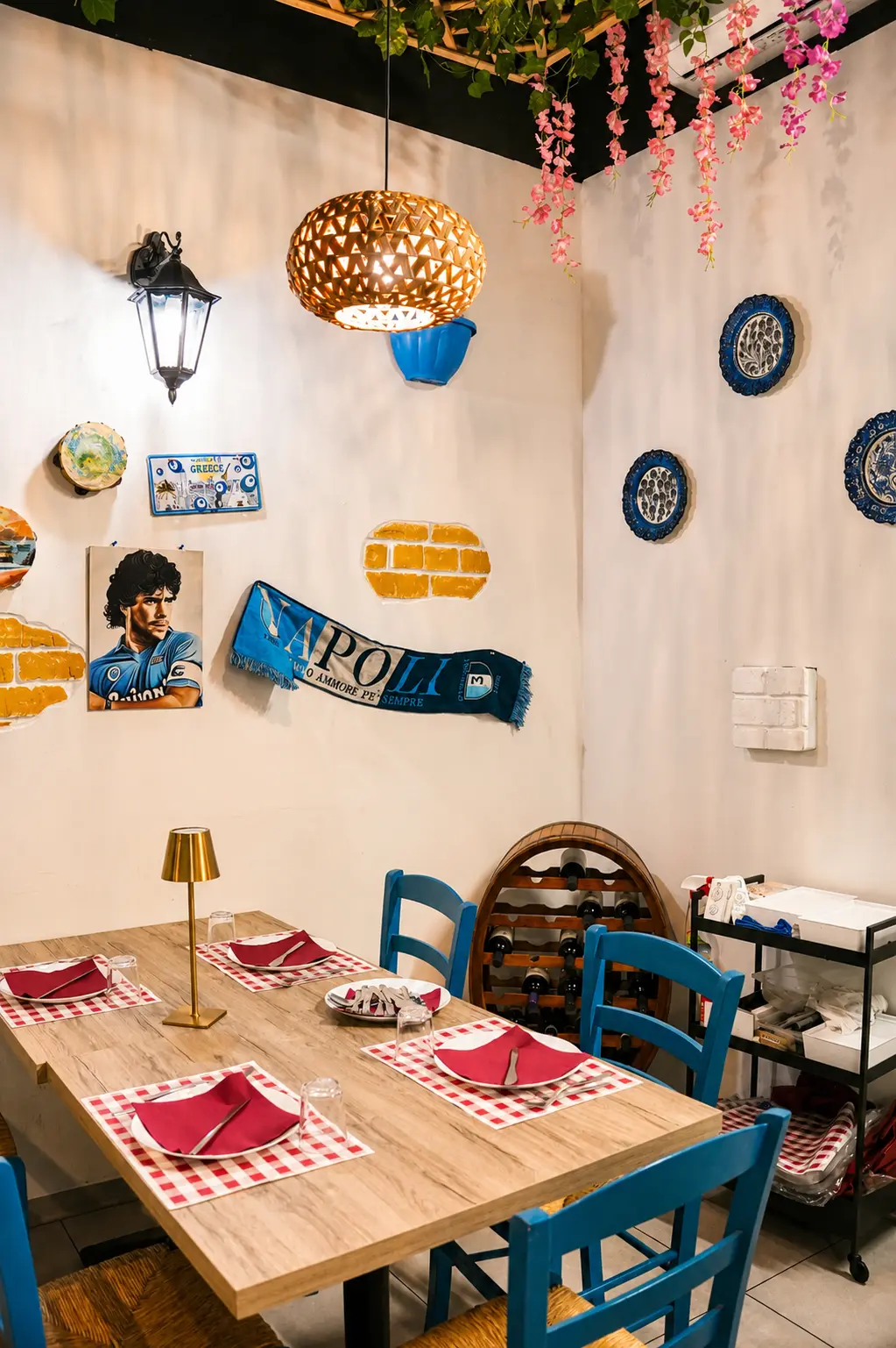 Interno accogliente della trattoria Kepos a Pozzuoli